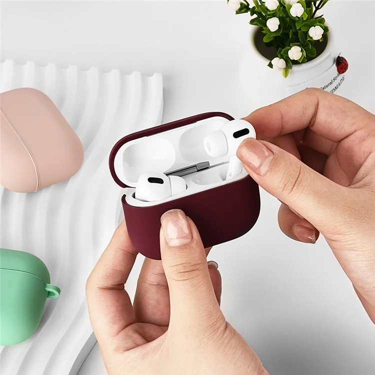Funda para auriculares para Apple AirPods Pro, funda protectora de silicona y revestimiento de PC a prueba de golpes, con llavero - Verde fluorescente