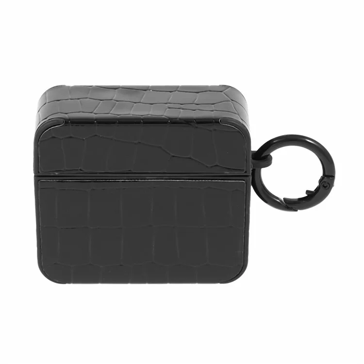 Para el estuche de auriculares AirPods Pro de Apple, funda de TPU con textura de cocodrilo y decoración de gemas, funda protectora TWS para auriculares - negro