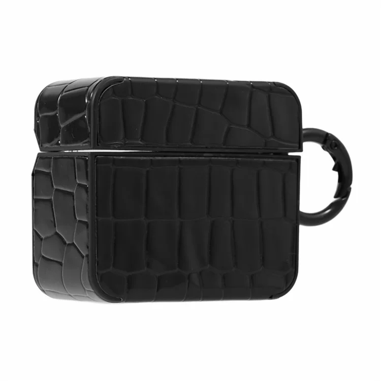 Para el estuche de auriculares AirPods Pro de Apple, funda de TPU con textura de cocodrilo y decoración de gemas, funda protectora TWS para auriculares - negro