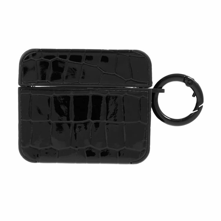 Para el estuche de auriculares AirPods Pro de Apple, funda de TPU con textura de cocodrilo y decoración de gemas, funda protectora TWS para auriculares - negro