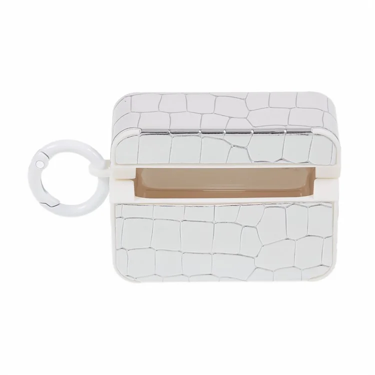 Custodia per auricolari per Apple AirPods 3, decorazione in texture coccodrillo e gemma Bluetooth Earbud TPU Cover - Argento