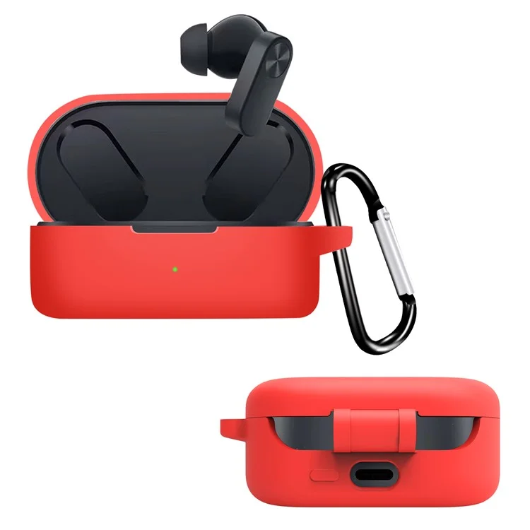 For OnePlus Buds Ace Anti-scratch Silicone Sleeve Bluetooth-compatible Headset Charging Case Protective Cover - Red