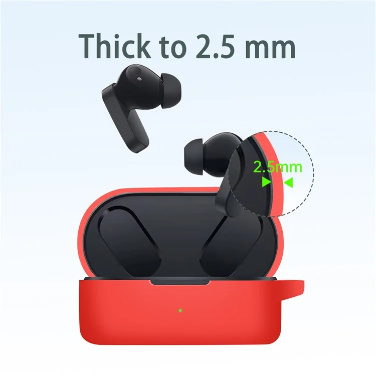 For OnePlus Buds Ace Anti-scratch Silicone Sleeve Bluetooth-compatible Headset Charging Case Protective Cover - Red