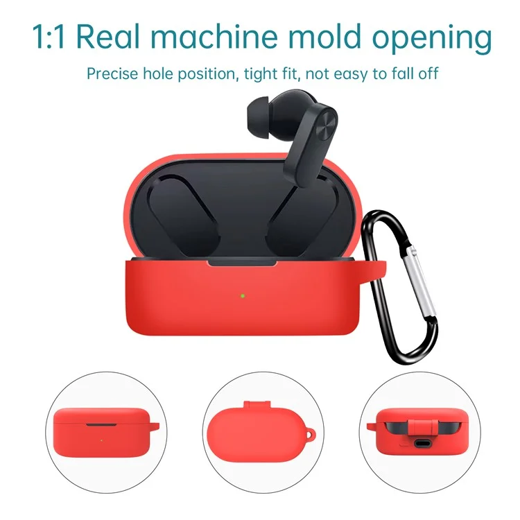 For OnePlus Buds Ace Anti-scratch Silicone Sleeve Bluetooth-compatible Headset Charging Case Protective Cover - Red
