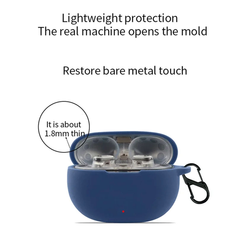 Funda de silicona para auriculares Beats Studio Buds+ con Bluetooth, funda protectora anticaída con hebilla colgante - Azul cielo