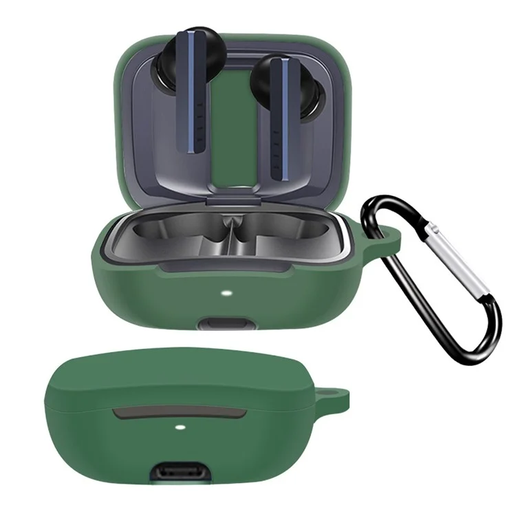 Protective Case for FIIL CG Pro , Wireless Headphone Silicone Sleeve Drop Protection Cover with Hanging Buckle - Blackish Green