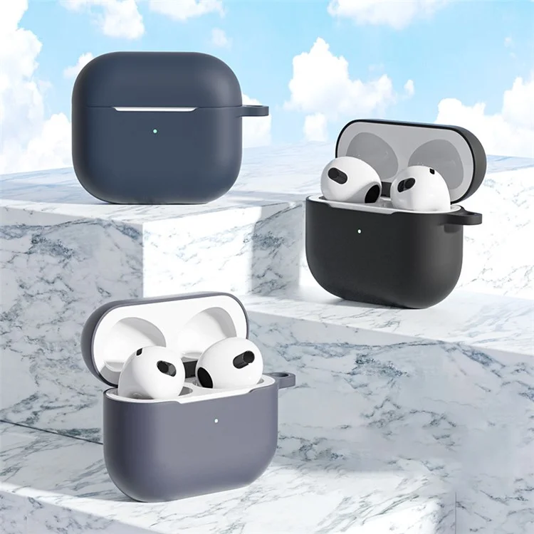 For Apple AirPods 3 6-in-1 Silicone Case Anti-lost Lanyard Watch Band Holder Ear Hanger Ear Cap Storage Box - White