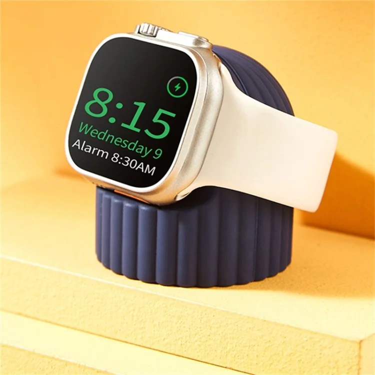 Charger Stand for Apple Watch Wave Texture Silicone Dock Holder Desk Stand Charging Station Dock Holder - White