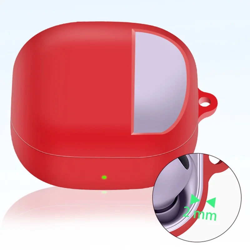 For Samsung Galaxy Buds2 Pro / Buds 2 / Live / Pro Silicone Cover Bluetooth-compatible Earphone Anti-drop Case with Anti-lost Buckle - Red