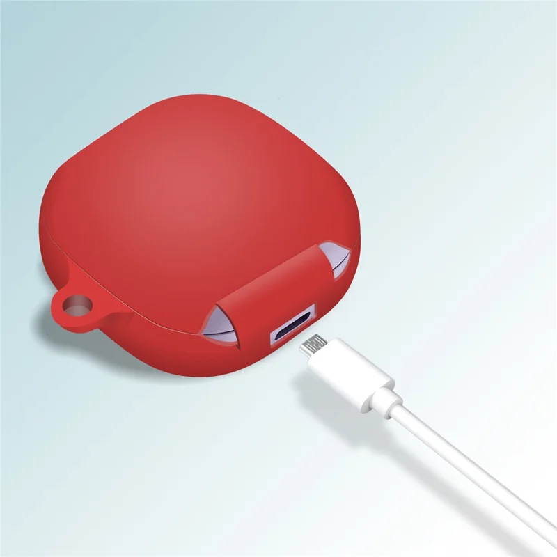 For Samsung Galaxy Buds2 Pro / Buds 2 / Live / Pro Silicone Cover Bluetooth-compatible Earphone Anti-drop Case with Anti-lost Buckle - Red
