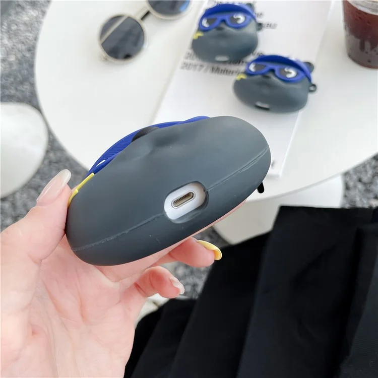 Estojo para Fones de Ouvido para Apple AirPods com Estojo de Carregamento (2016) / (2019) / AirPods com Estojo de Carregamento sem Fio (2019), Capa de Silicone Little Bear com Chaveiro