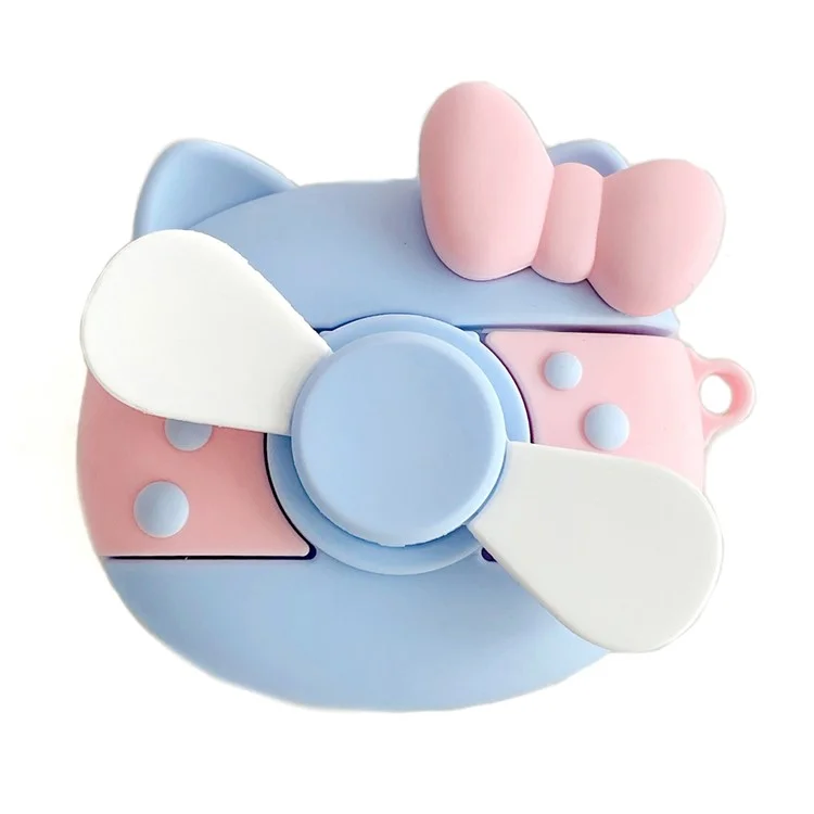 Earphones Case for Apple AirPods 3 , Rotary Fan Design Bluetooth-compatible Earbud Silicone Cover with Carabiner