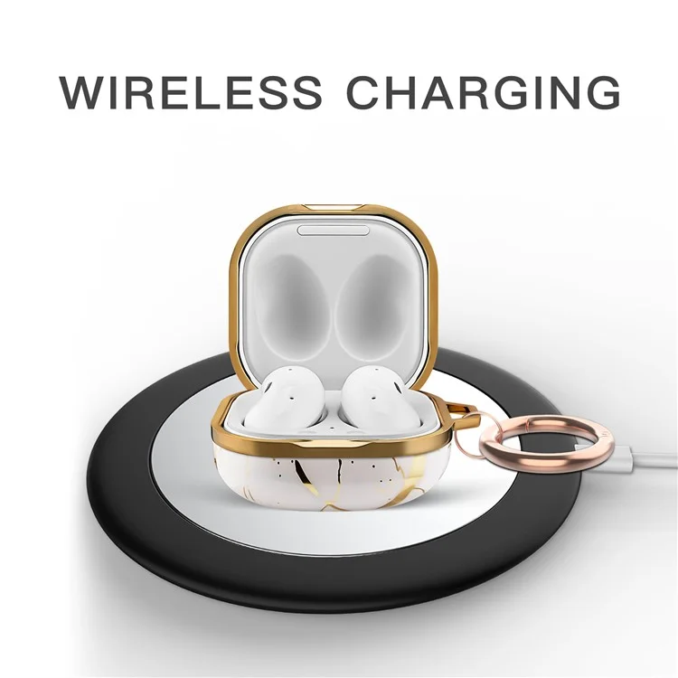 AHASTYLE DD-WG01 IMD-Kopfhörerhülle für Samsung Galaxy Buds Pro / Buds Live / Buds2 / Buds Pro 2, Hartkunststoff-Vollkörperschutz - Weißer Marmor
