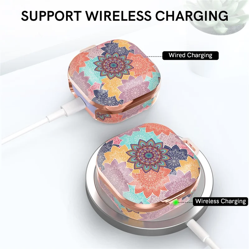 AHASTYLE DD-WG01-G Custodia per auricolari per Samsung Galaxy Buds Pro / Buds Live / Buds2 / Buds Pro 2, Custodia protettiva in PC duro con motivo IMD - Mandala