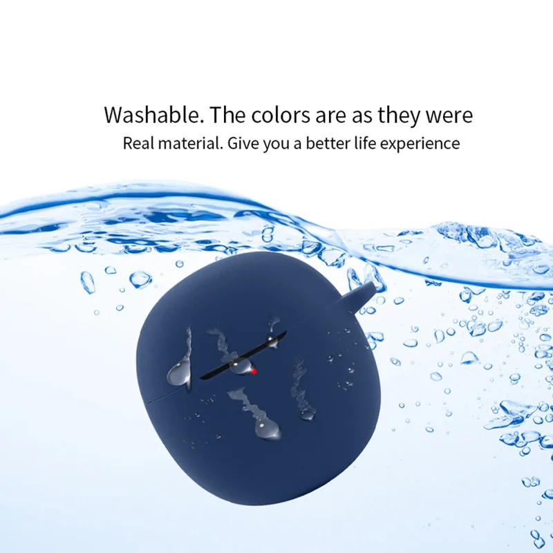 Para iQOO TWS Air Pro Fone de Ouvido Bluetooth Capa de Carregamento de Silicone Bin Sleeve Cover com Fivela - Azul Escuro
