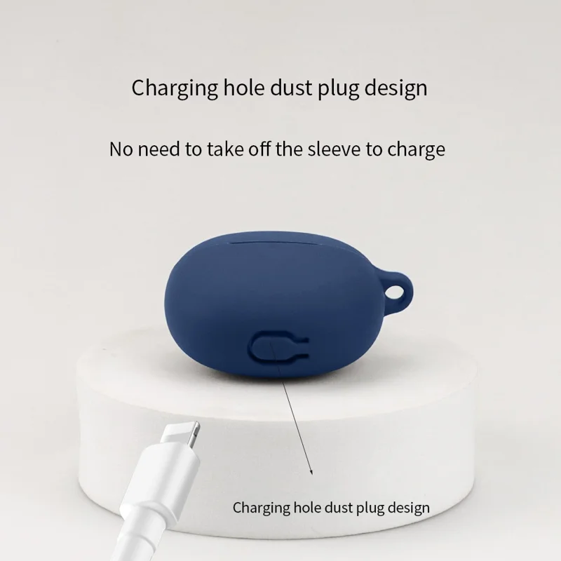 For iQOO TWS Air Pro Bluetooth-compatible Earphone Silicone Case Charging Bin Sleeve Cover with Buckle - Blackish Green