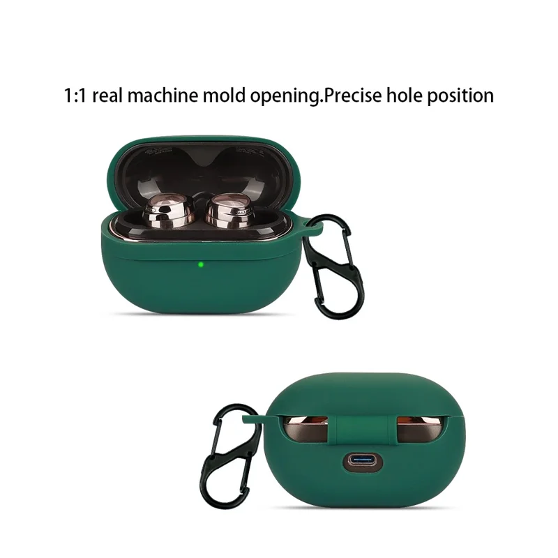 For SoundPEATS Opera03 Bluetooth-compatible Earphone Silicone Case Charging Bin Protective Sleeve with Buckle - Blackish Green