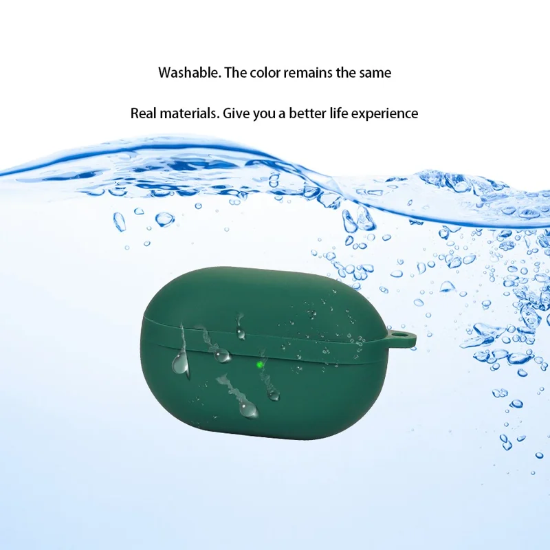 For SoundPEATS Opera03 Bluetooth-compatible Earphone Silicone Case Charging Bin Protective Sleeve with Buckle - Blackish Green