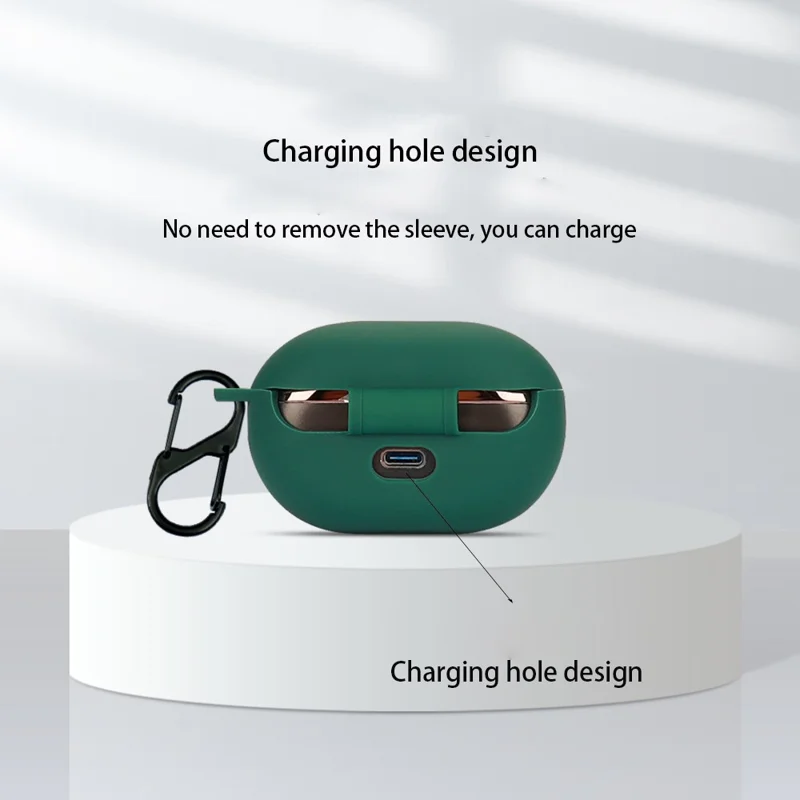 For SoundPEATS Opera03 Bluetooth-compatible Earphone Silicone Case Charging Bin Protective Sleeve with Buckle - Blackish Green