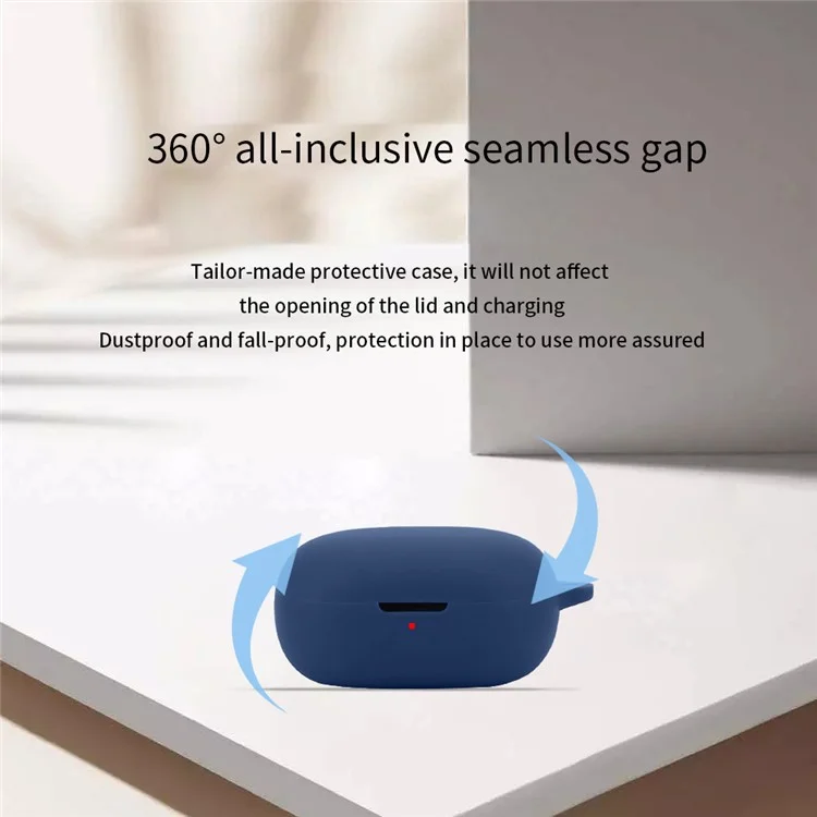 Para Anker Soundcore R50i Anti-scratch Protective Sleeve Bluetooth Earphone Silicone Case with Buckle - Dark Blue