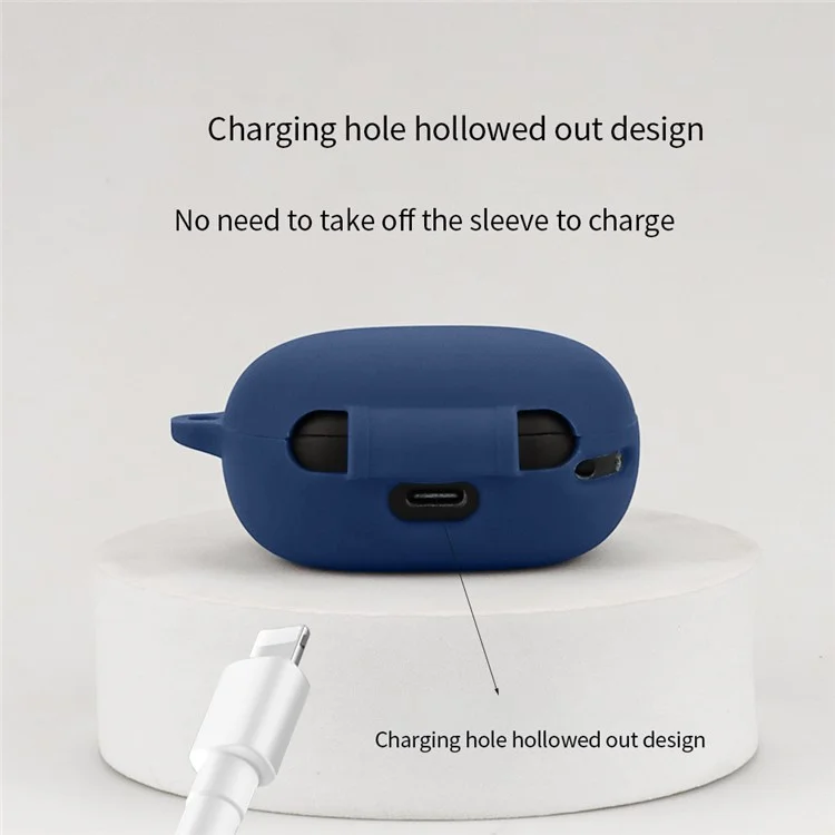 Para Anker Soundcore R50i Anti-scratch Protective Sleeve Bluetooth Earphone Silicone Case with Buckle - Dark Blue