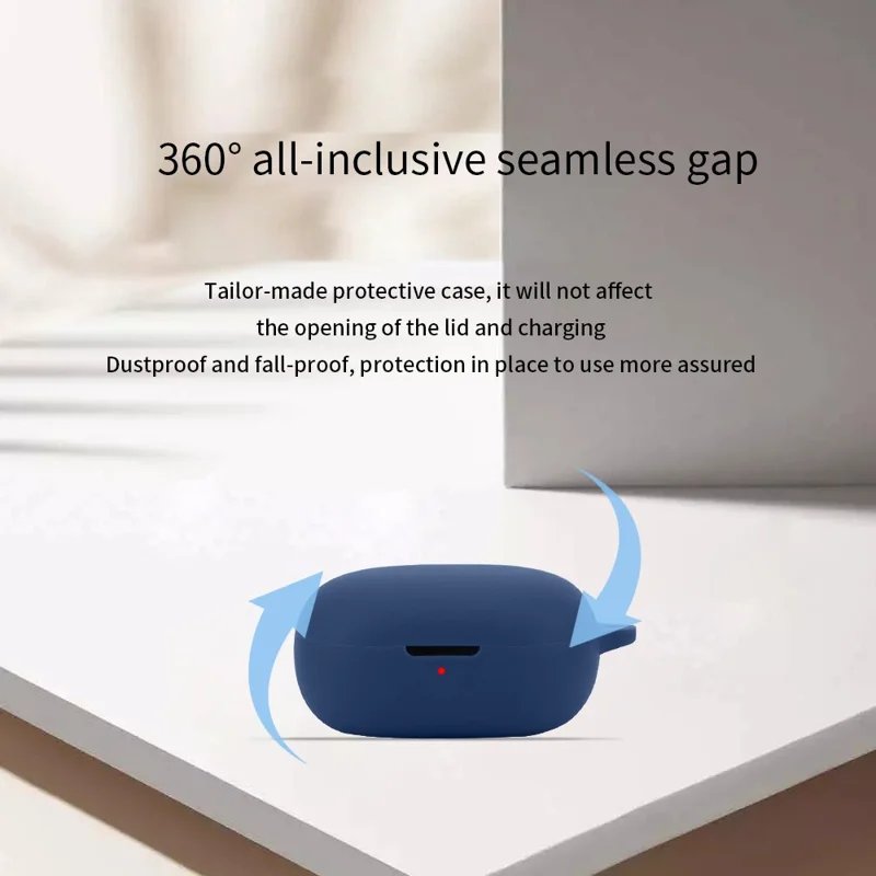 For Anker Soundcore R50i Anti-scratch Protective Sleeve Bluetooth-compatible Earphone Silicone Case with Buckle - White