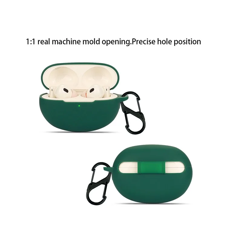 Funda de silicona para el auricular Realme Buds Air 5 Pro Bluetooth, estuche de carga, funda protectora con hebilla - Verde negruzco