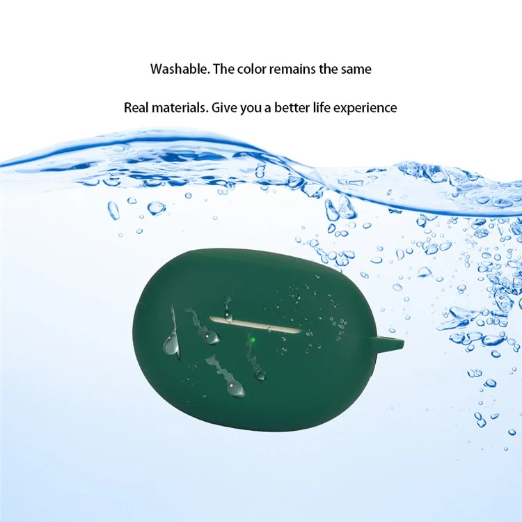 Funda de silicona para el auricular Realme Buds Air 5 Pro Bluetooth, estuche de carga, funda protectora con hebilla - Verde negruzco