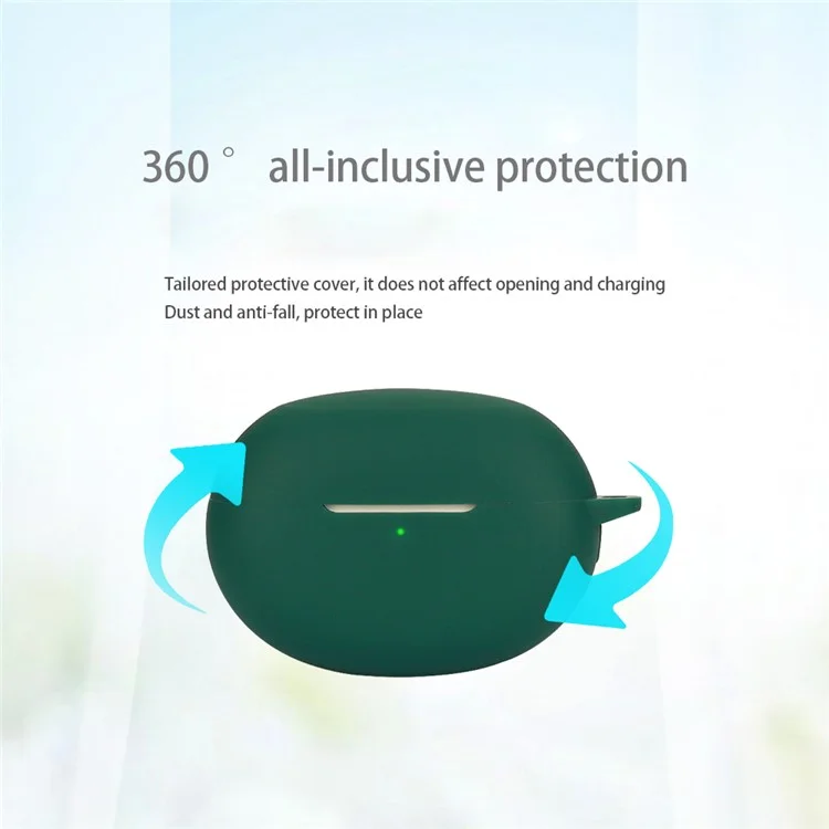 Funda de silicona para el auricular Realme Buds Air 5 Pro Bluetooth, estuche de carga, funda protectora con hebilla - Verde negruzco