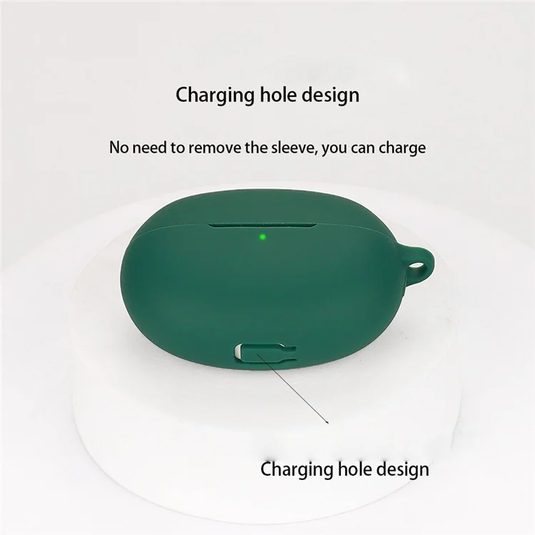 Funda de silicona para el auricular Realme Buds Air 5 Pro Bluetooth, estuche de carga, funda protectora con hebilla - Verde negruzco