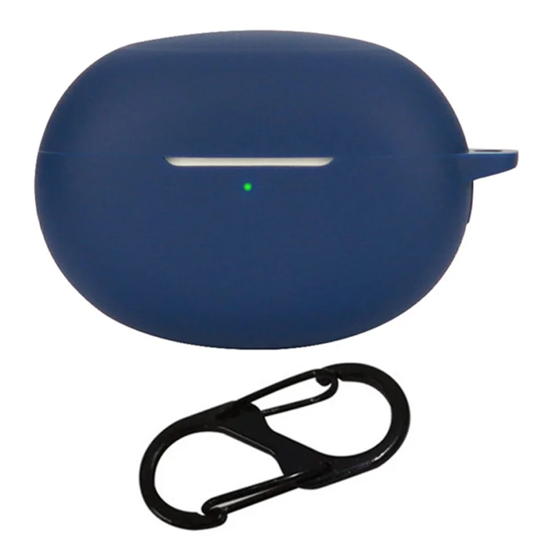 Silicone Case for Realme Buds Air 5 Pro Bluetooth-compatible Earphone Charging Bin Protective Sleeve with Buckle - Dark Blue