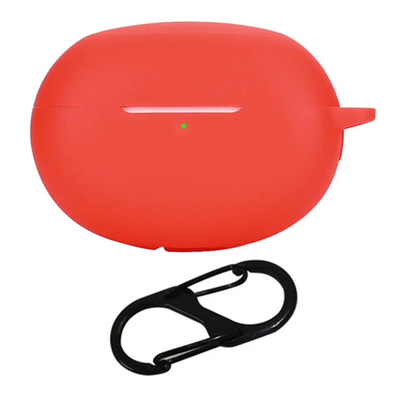 Silicone Case for Realme Buds Air 5 Pro Bluetooth-compatible Earphone Charging Bin Protective Sleeve with Buckle - Red
