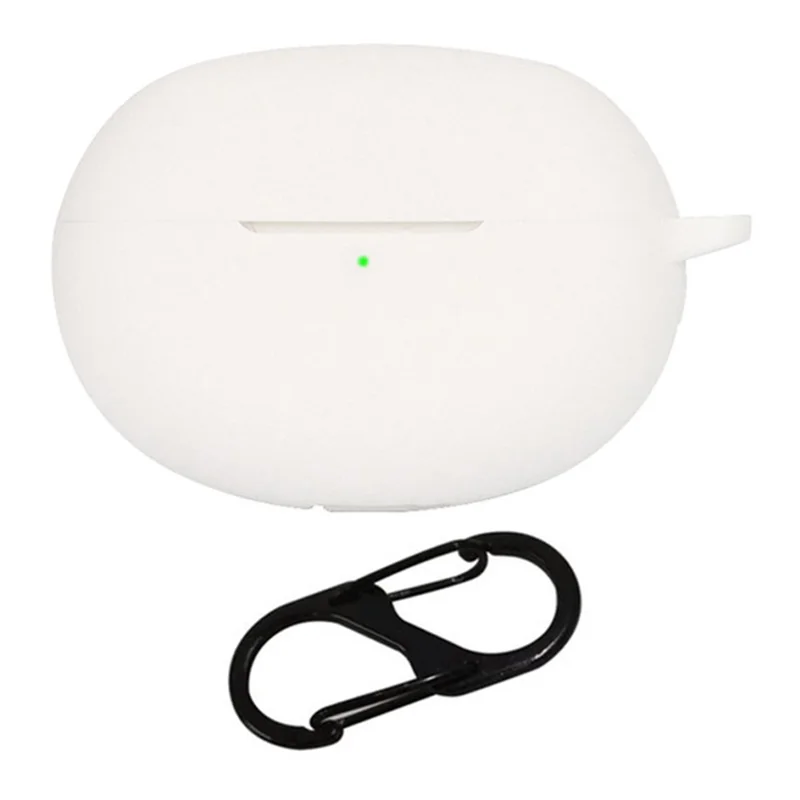Silicone Case for Realme Buds Air 5 Pro Bluetooth-compatible Earphone Charging Bin Protective Sleeve with Buckle - White