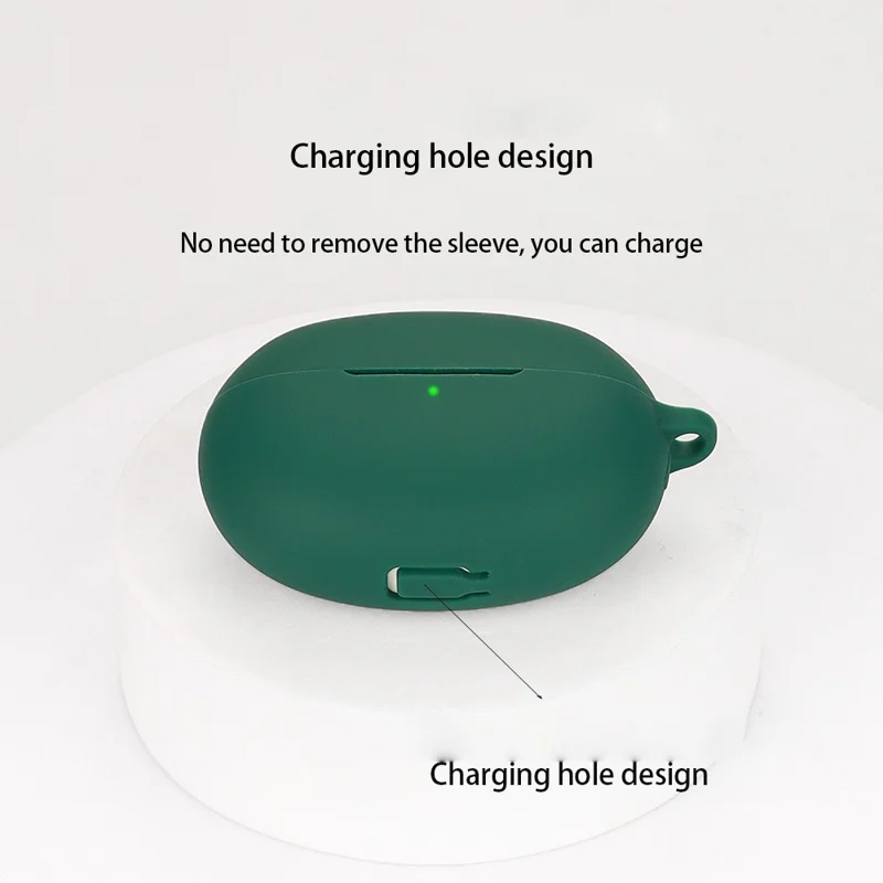 Silicone Case for Realme Buds Air 5 Pro Bluetooth-compatible Earphone Charging Bin Protective Sleeve with Buckle - White