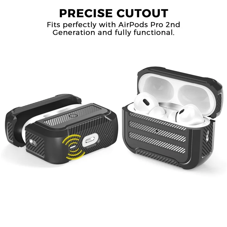 AHASTYLE PT115-PRO para AirPods Pro 2 Funda protectora de silicona a prueba de caídas Tipo dividido Estuche protector de auriculares Bluetooth - Negro
