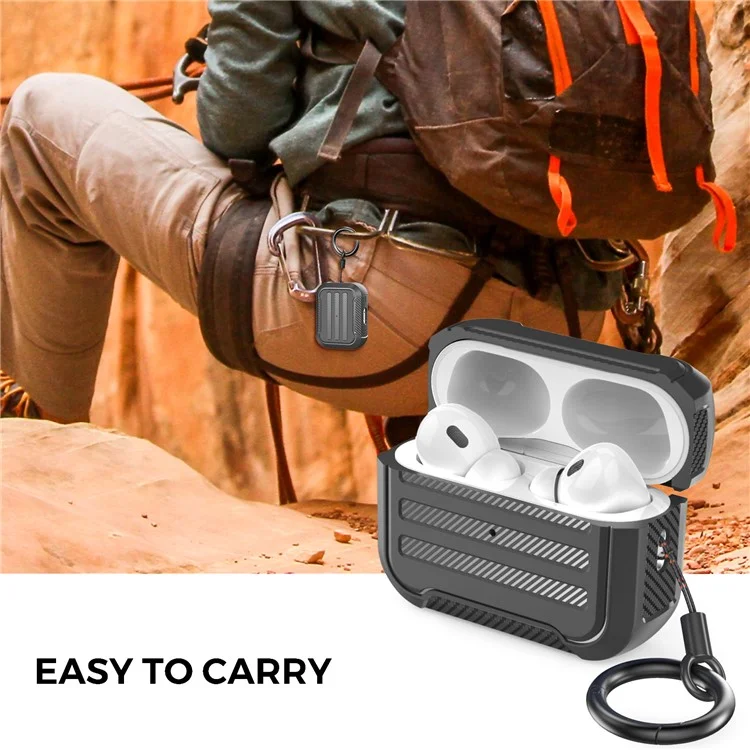 AHASTYLE PT115-PRO para AirPods Pro 2 Funda protectora de silicona a prueba de caídas Tipo dividido Estuche protector de auriculares Bluetooth - Negro