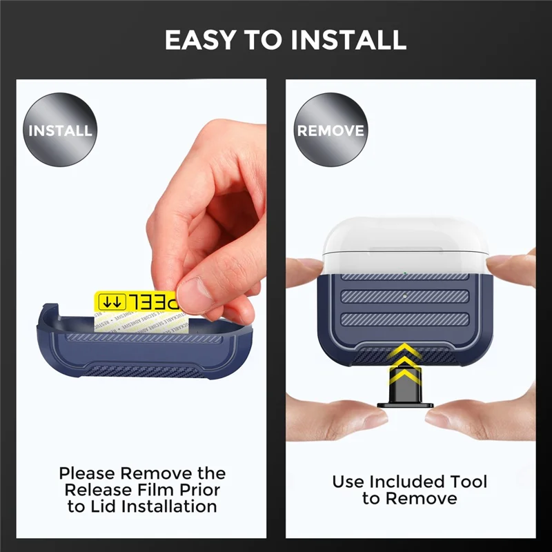 AHASTYLE PT115-PRO For AirPods Pro 2 Silicone Drop-proof Cover Split Type Bluetooth-compatible Earphone Protective Case - Blue