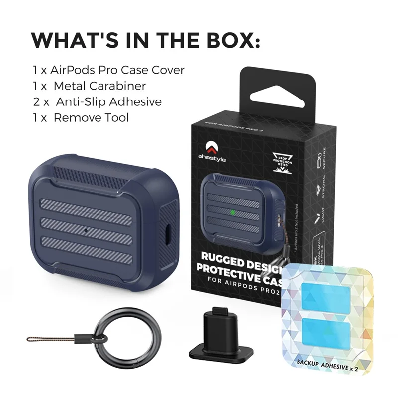 AHASTYLE PT115-PRO For AirPods Pro 2 Silicone Drop-proof Cover Split Type Bluetooth-compatible Earphone Protective Case - Blue