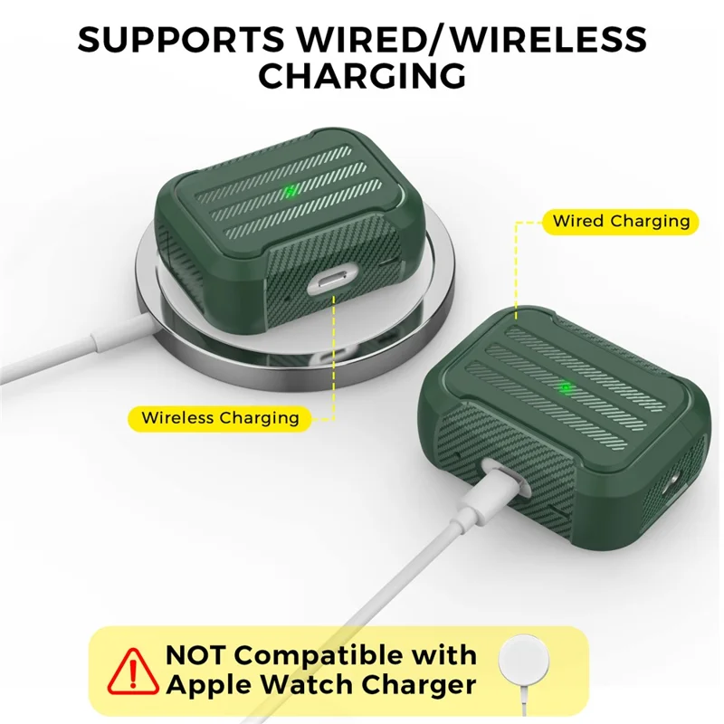 AHASTYLE PT115-PRO For AirPods Pro 2 Silicone Drop-proof Cover Split Type Bluetooth-compatible Earphone Protective Case - Green