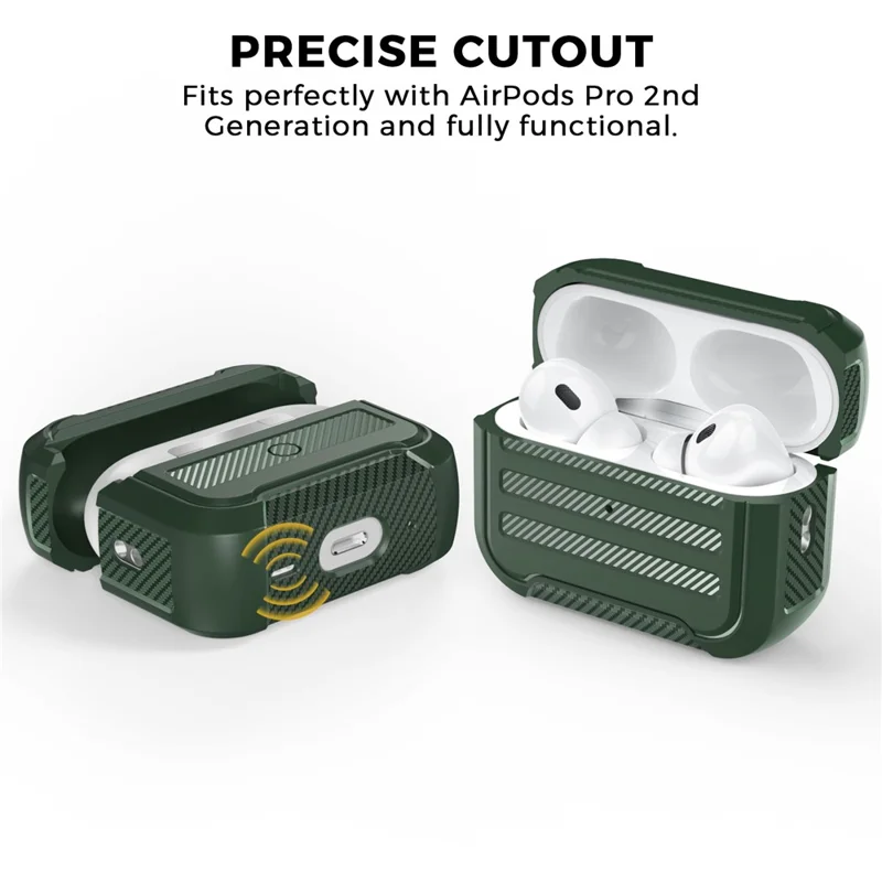 AHASTYLE PT115-PRO For AirPods Pro 2 Silicone Drop-proof Cover Split Type Bluetooth-compatible Earphone Protective Case - Green