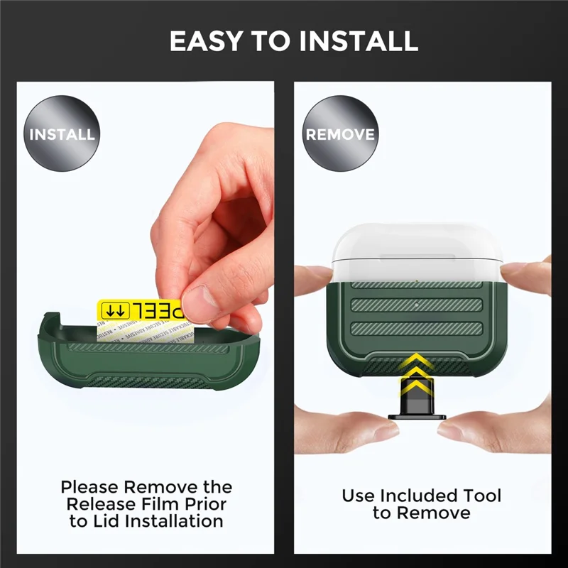 AHASTYLE PT115-PRO For AirPods Pro 2 Silicone Drop-proof Cover Split Type Bluetooth-compatible Earphone Protective Case - Green