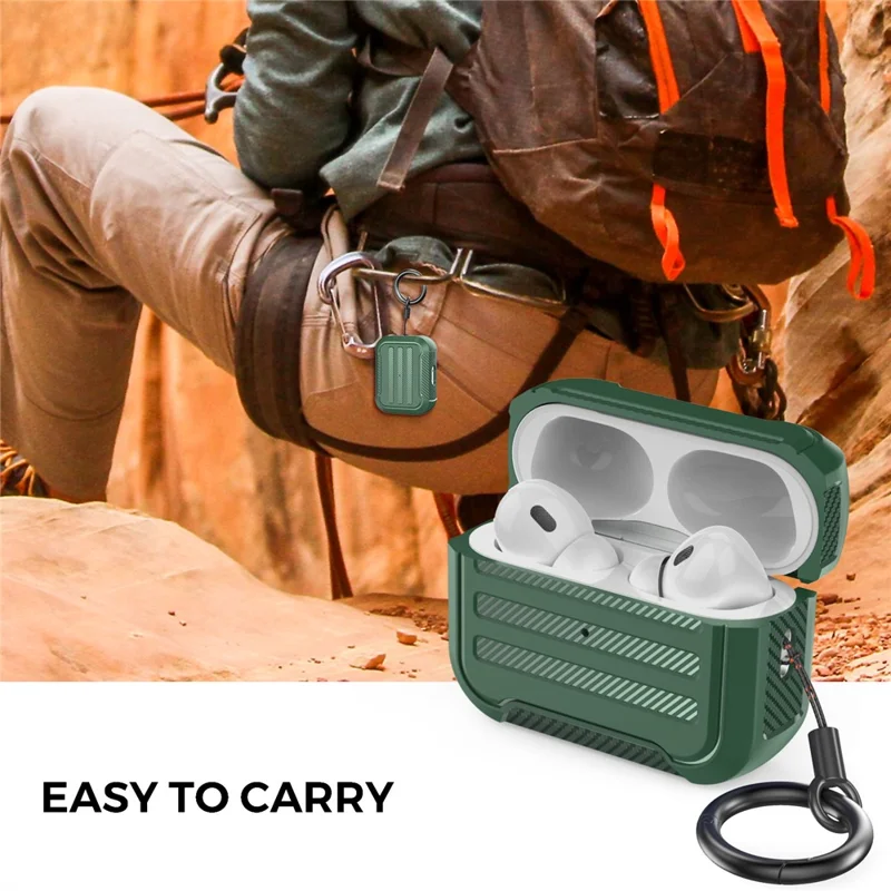 AHASTYLE PT115-PRO For AirPods Pro 2 Silicone Drop-proof Cover Split Type Bluetooth-compatible Earphone Protective Case - Green