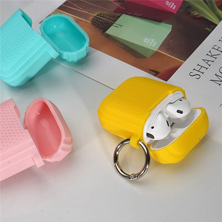 Custodia in silicone per AirPods con custodia di ricarica (2016) / (2019) / AirPods con custodia di ricarica wireless (2019) Custodia per auricolari con anello a fibbia - Nero