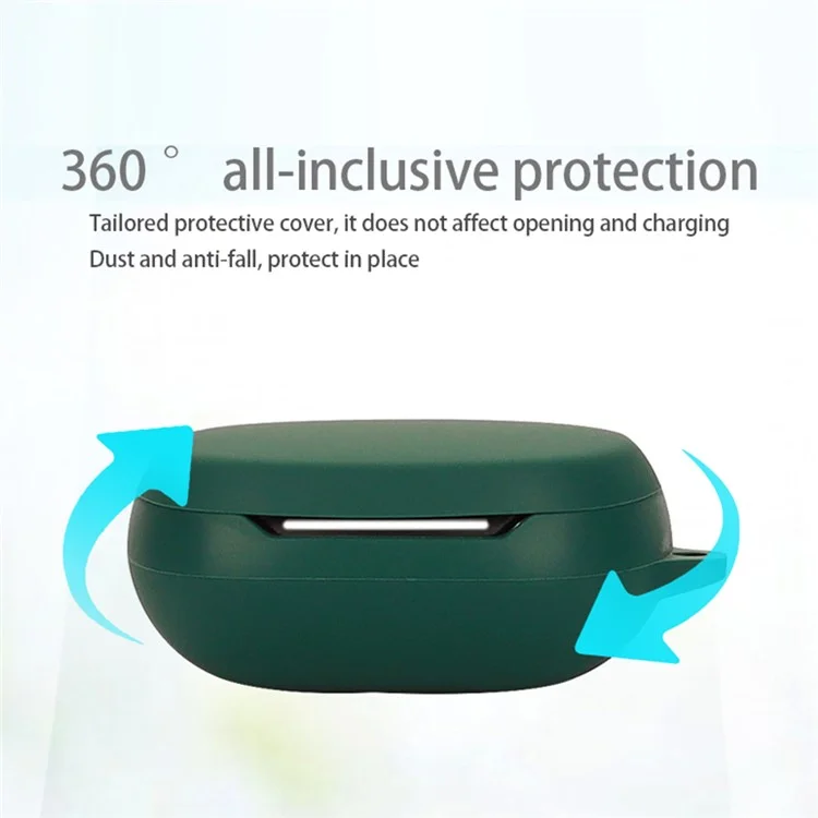 For EDIFIER NeoBuds Pro2 Silicone Case Bluetooth-compatible Earphone Charging Bin Anti-scratch Sleeve with Buckle - Blackish Green