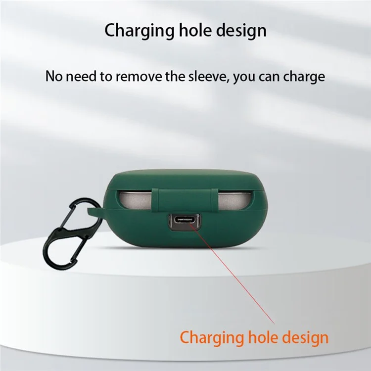 For EDIFIER NeoBuds Pro2 Silicone Case Bluetooth-compatible Earphone Charging Bin Anti-scratch Sleeve with Buckle - Blackish Green
