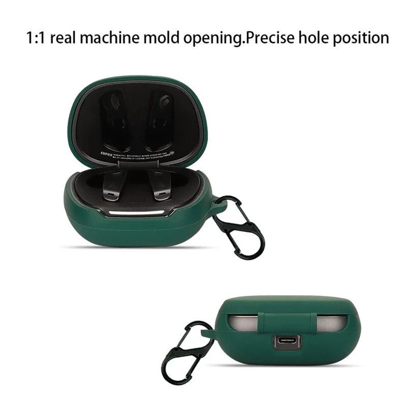 For EDIFIER NeoBuds Pro2 Silicone Case Bluetooth-compatible Earphone Charging Bin Anti-scratch Sleeve with Buckle - Dark Blue