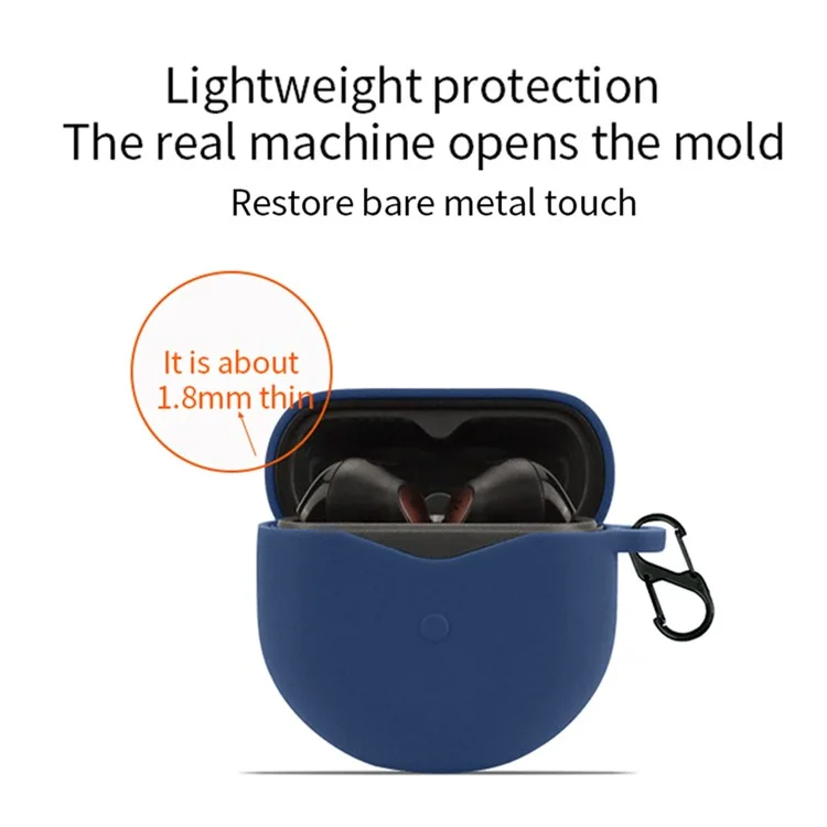 Para SoundPEATS Air4 Bluetooth Earphone Silicone Case Dust-proof Protective Sleeve with Buckle - Dark Blue
