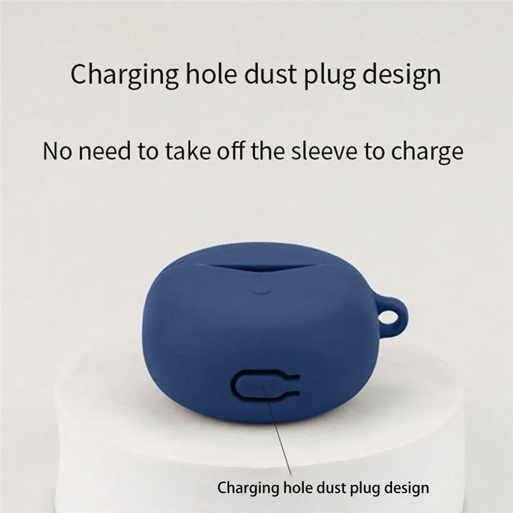 Para SoundPEATS Air4 Bluetooth Earphone Silicone Case Dust-proof Protective Sleeve with Buckle - Dark Blue