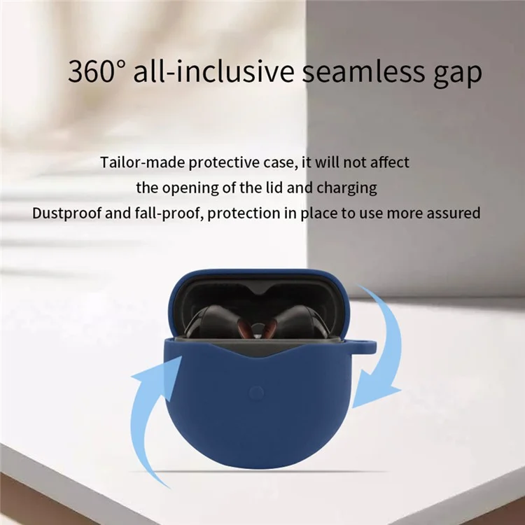 For SoundPEATS Air4 Bluetooth-compatible Earphone Silicone Case Dust-proof Protective Sleeve with Buckle - Black