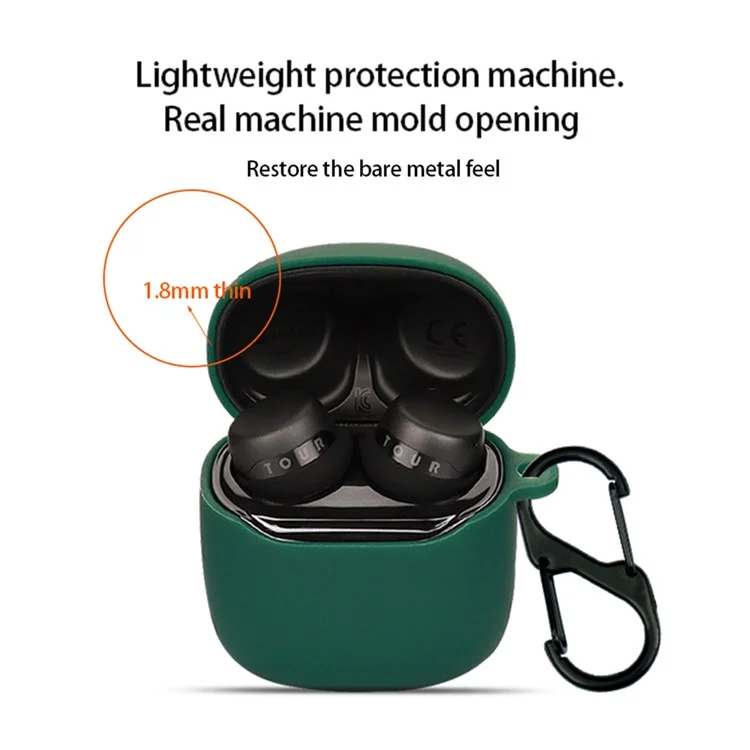 Para JBL TOUR PRO+TWS Fone de Ouvido Bluetooth Anti-queda Manga Protetora de Silicone com Fivela - Verde Escuro